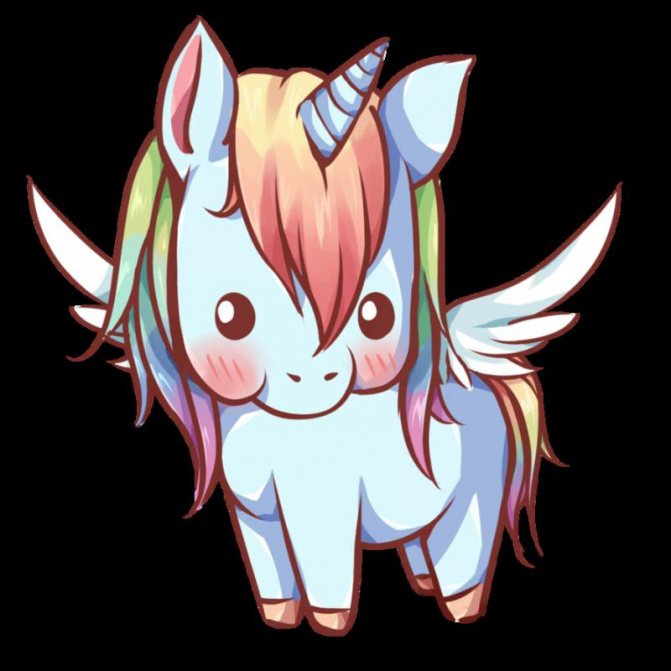 Little Pegasus with a cartoon style horn