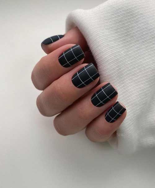 Manicure with black and white checkered