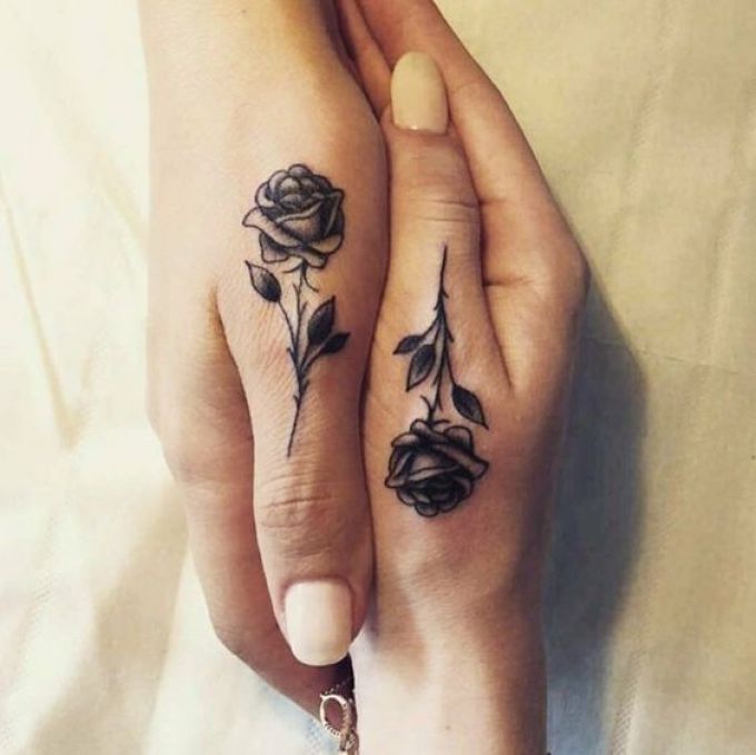 Miniature tattoo roses for girlfriends
