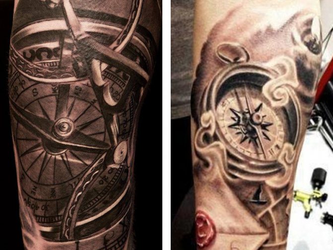 Sea Tattoo - Compass and Anchor: Male and Female Meaning, Sketches
