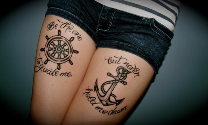 Sea Tattoo - Compass and Anchor: Male and Female Meaning, Sketches
