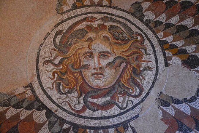 Mosaic floor with the head of the Medusa