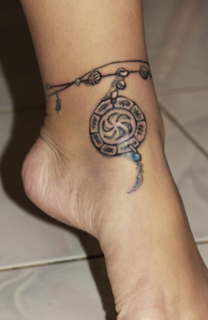 Can in the form of a tattoo ankle bracelet and depict the runes