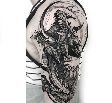 Dragon tattoo of a dragon on a man