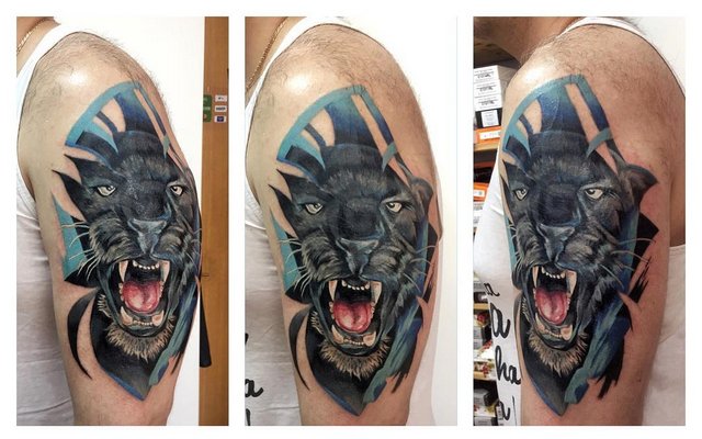 Male panther tattoo