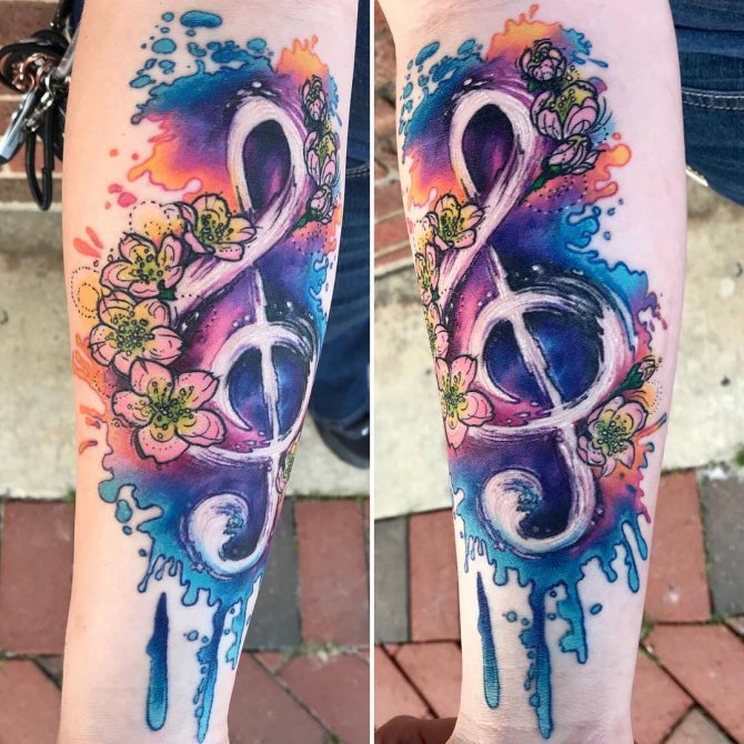 Musical Tattoo and Sakura Flowers