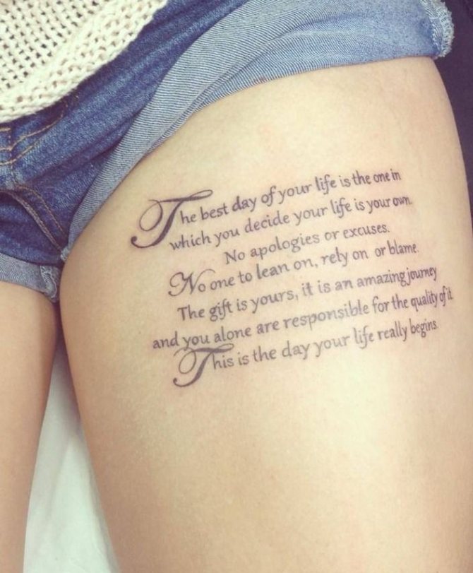 You can even create an entire quote on your hip with a tattoo