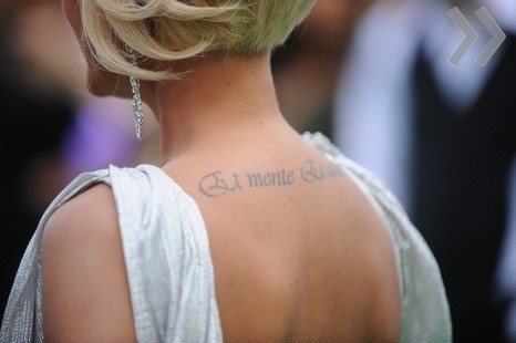 Tattoo on the back of Lera Kudryavtseva