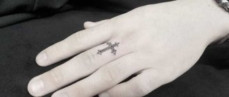 Cross tattoo on his finger