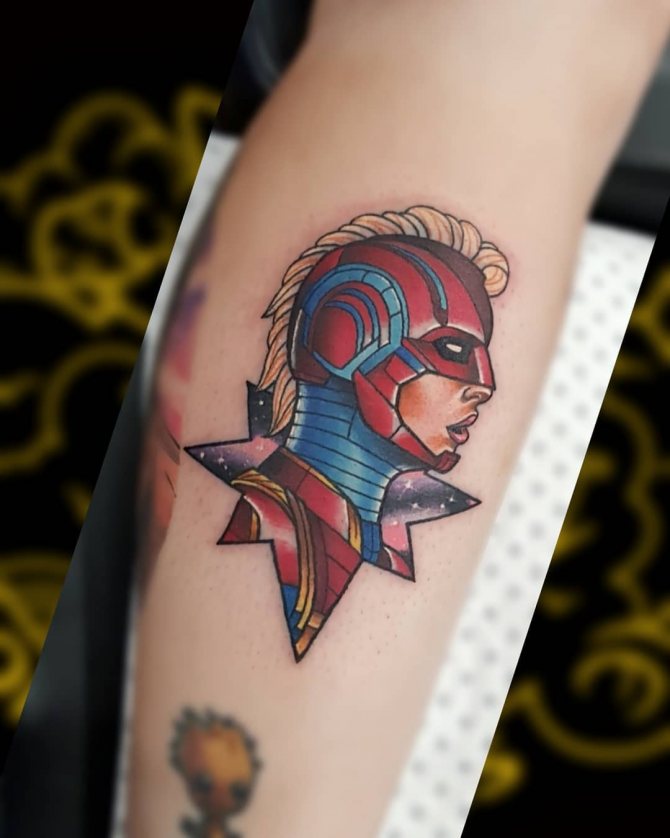 Small Tattoo of Captain Marvel