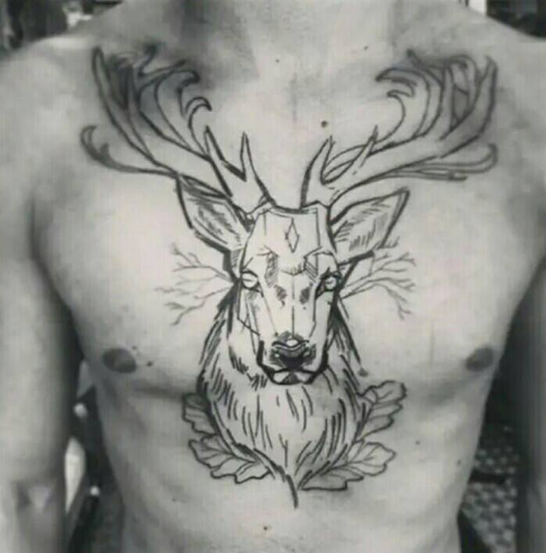 A deer on the chest