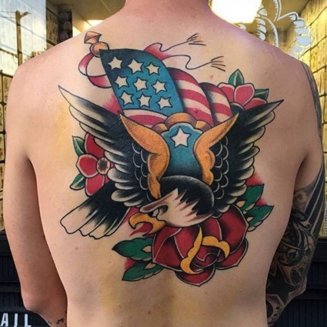 Eagle with a flag