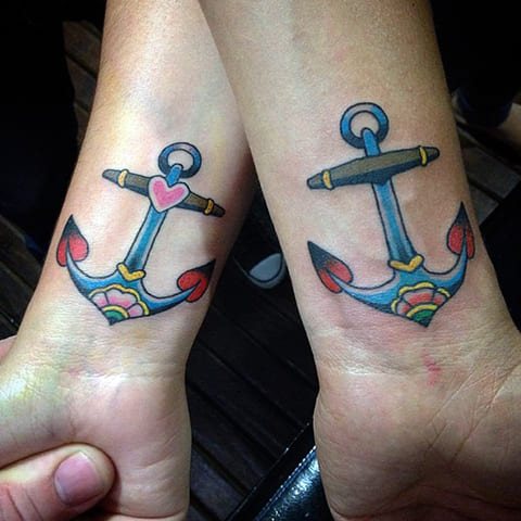 Anchor tattoo on wrist