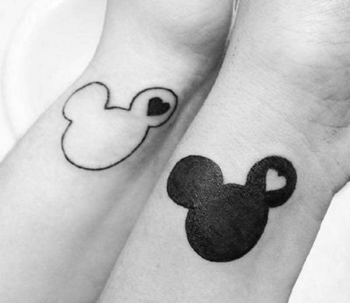paired tattoo with mikki mouse