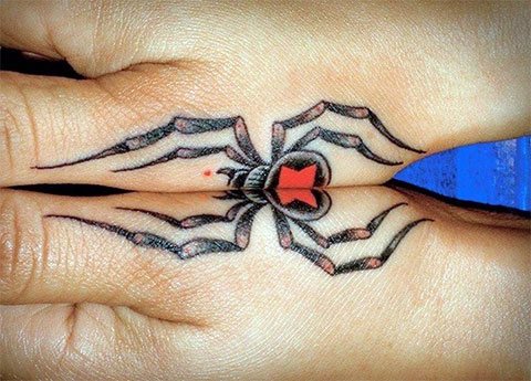 Paired tattoo with a spider