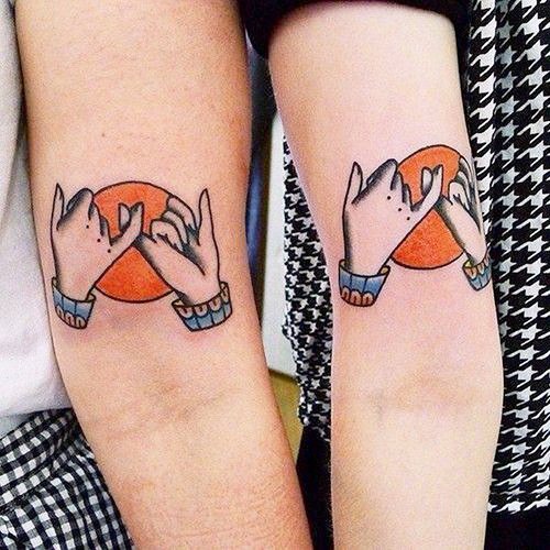 Tattoos for girlfriends small on the arm, leg, wrist, collarbone. Photo