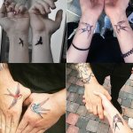 Paired tattoos with a swallow