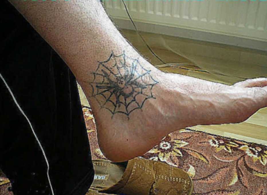 spider tattoo on the ankle