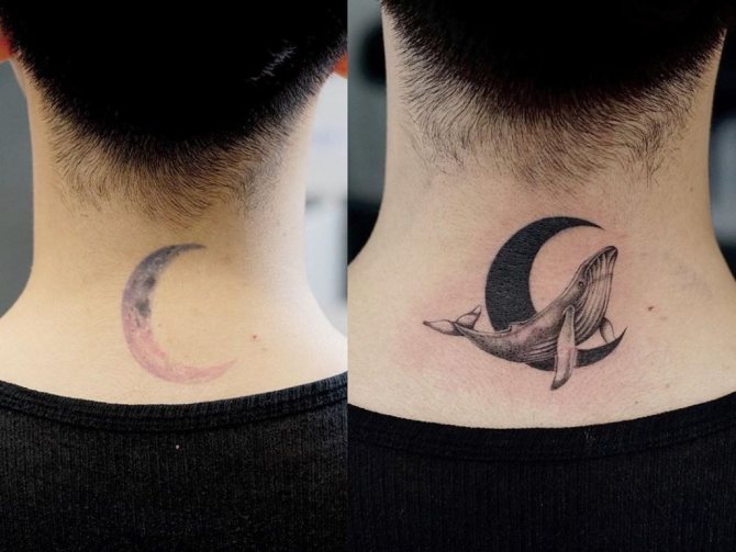 Overlapping tattoo before and after