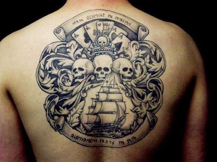 Pirate Tattoo on a Man's Back