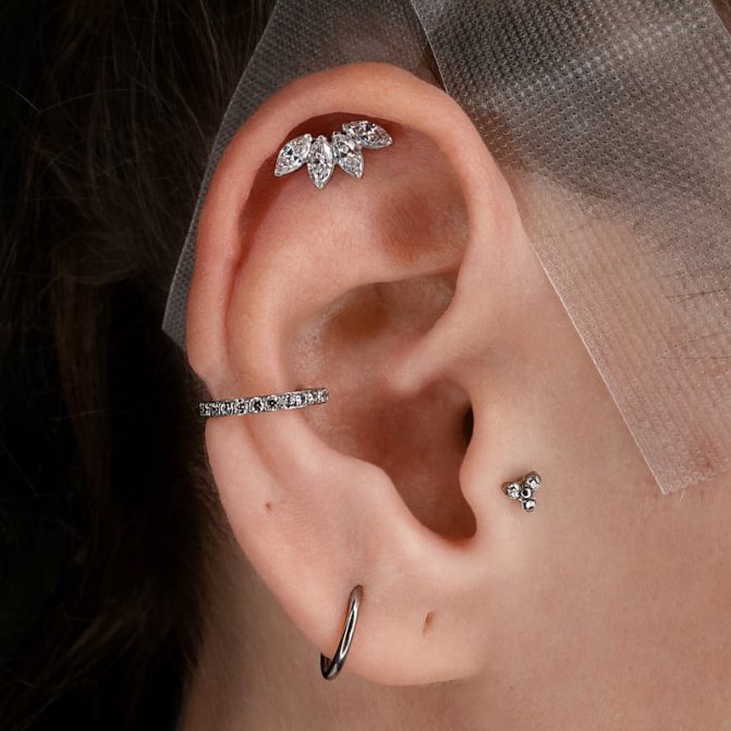 chelix piercing, tragus piercing, conch piercing, lobe piercing