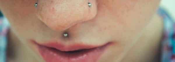 Nose piercing on both sides