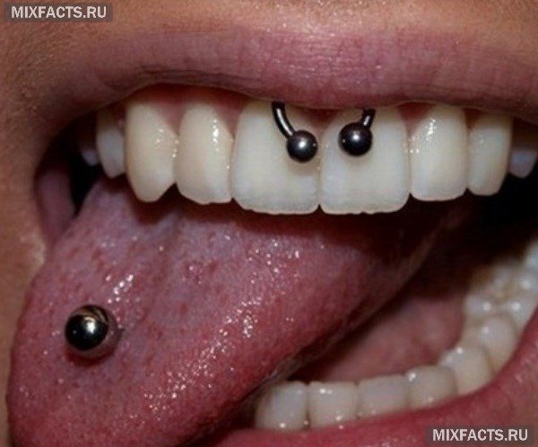Tongue piercing - types of piercing, selection of jewelry, photos