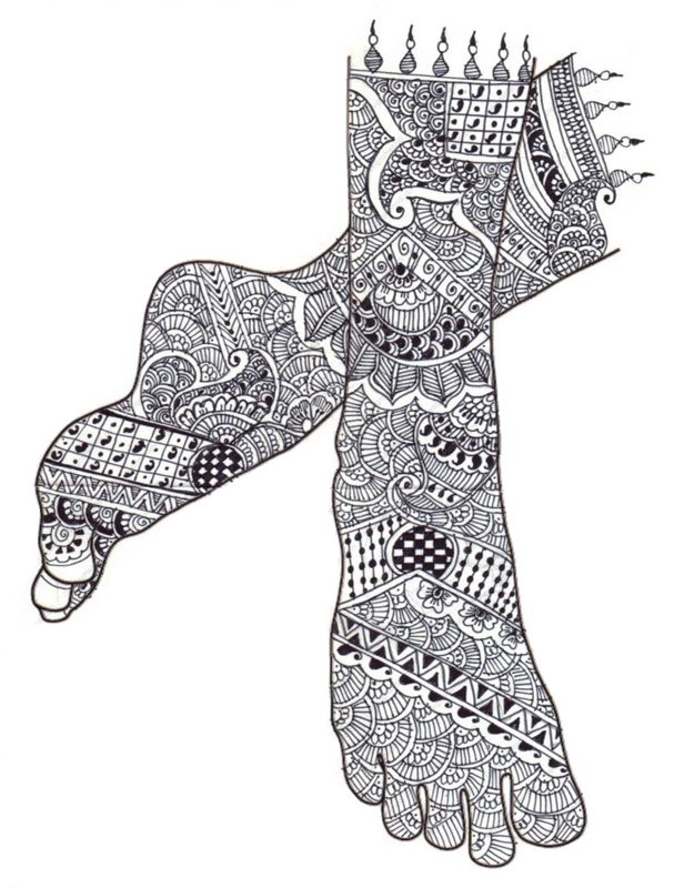 Similar complicated mehendi is only possible with the help of a stencil