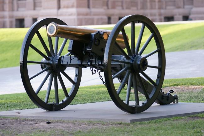 A cannon on a pedestal