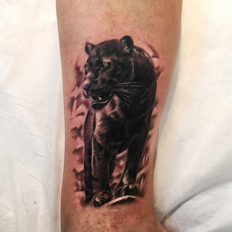 Realistic panther tattoo