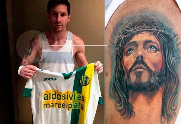 Messi Jesus religious tattoo