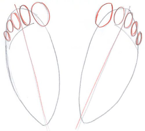 Disegnare due piedi - Vista dall'alto - Passo 3