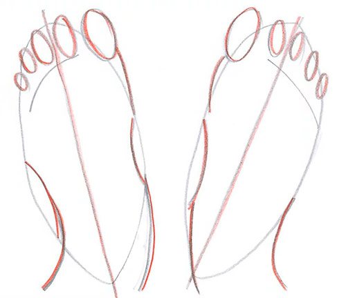 Desenează două picioare - Vedere de sus - Pasul 5