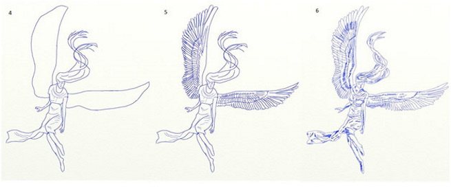 Drawings of angels with wings beautiful pencil