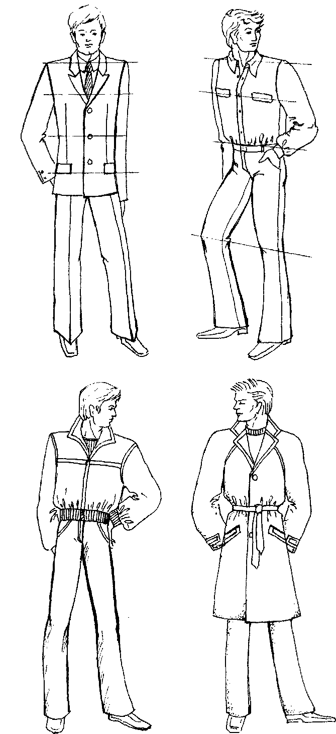 Drawings of a man wearing clothes for children to draw