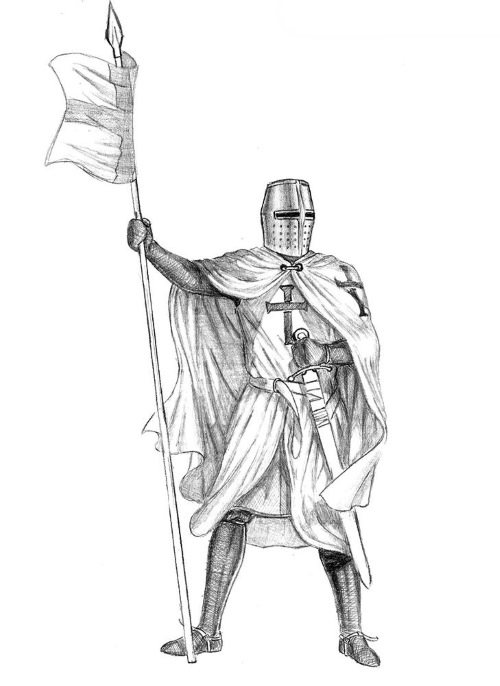 Knight in armor pencil drawing for kids