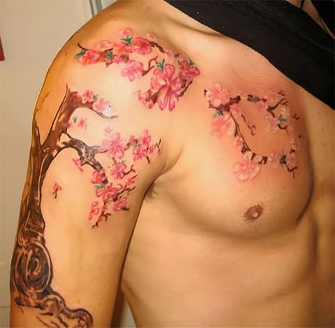 Sakura as a male tattoo