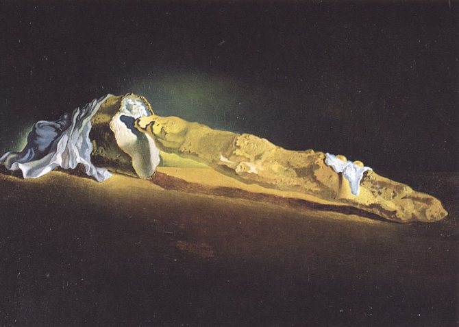 Salvador Dali. French loaf with two eggs on a dish without a dish... 1932