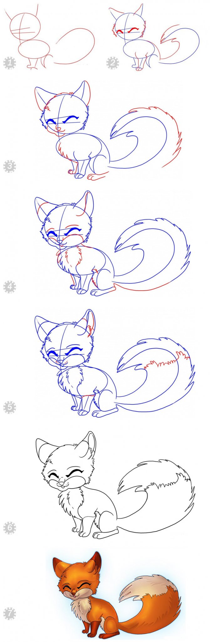 steps to draw a fox