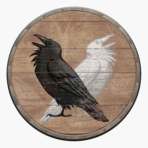 A shield with crows
