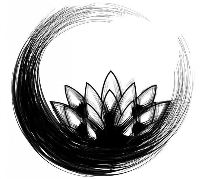 Symbols of Zen Buddhism with the lotus