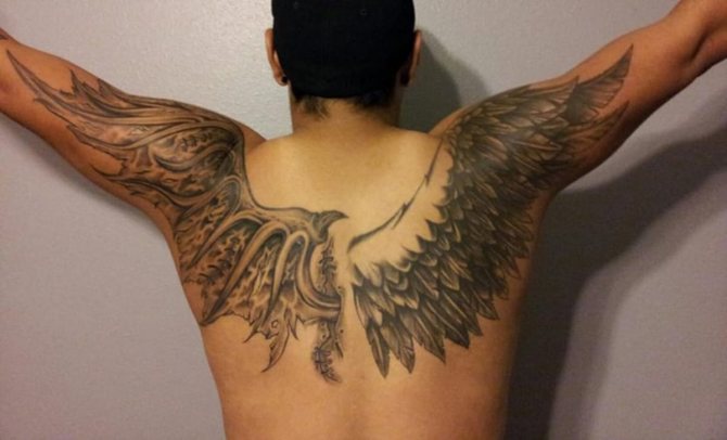 Mixed wing tattoo of everyone
