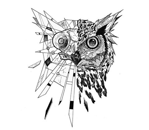 Geometry Owl - sketch for tattoo