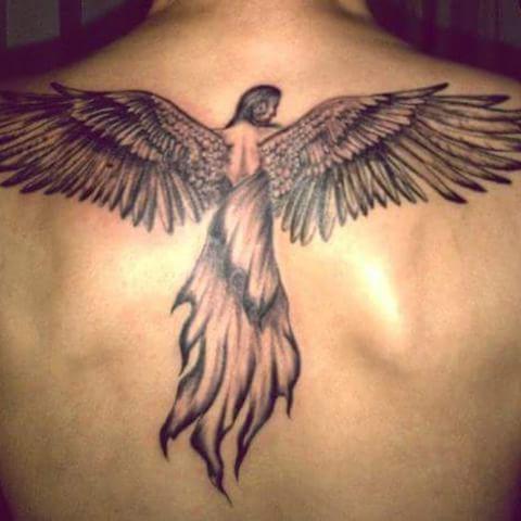 guardian angel tattoo on back