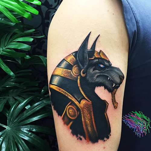 Tattoo Anubis the god of Egypt. Meaning, designs, photo tattoos for men, women