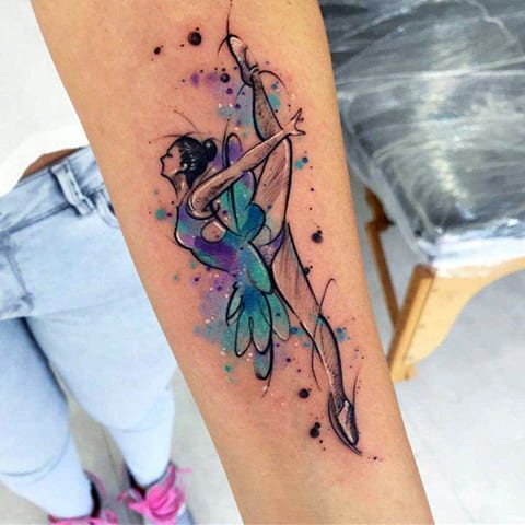 Tattoo ballerina watercolor