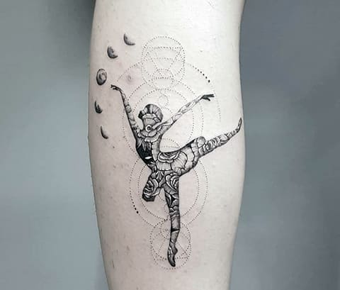 Ballerina tattoo in geometric style