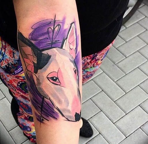 Bull Terrier tattoo: sketches, meaning, photos