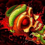 Tattoo skull and snake
