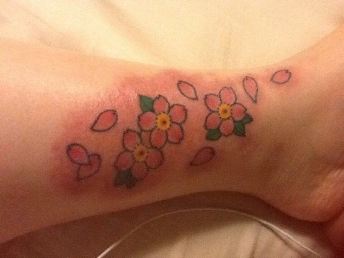 tattoo flowers on a leg